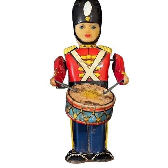 Vintage Tin Toy Drummer Soldier Wind-Up Made In Japan Collectible 7" Drummer - Picture 9 of 12